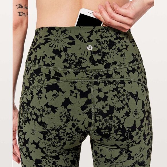Lululemon In Movement 7/8 Tight Everlux 25" Efflorescent Barracks Green Black 10 - Picture 2 of 11